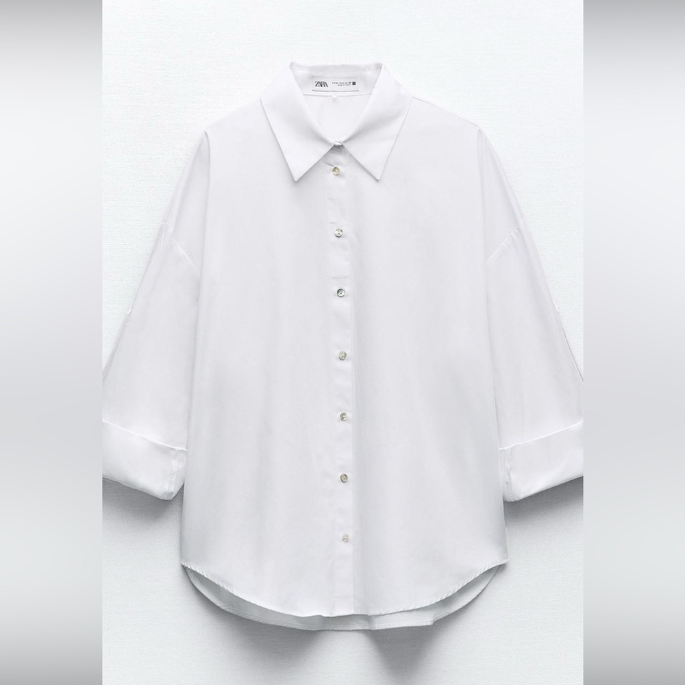 Zara OVERSIZED TABBED SLEEVE SHIRT